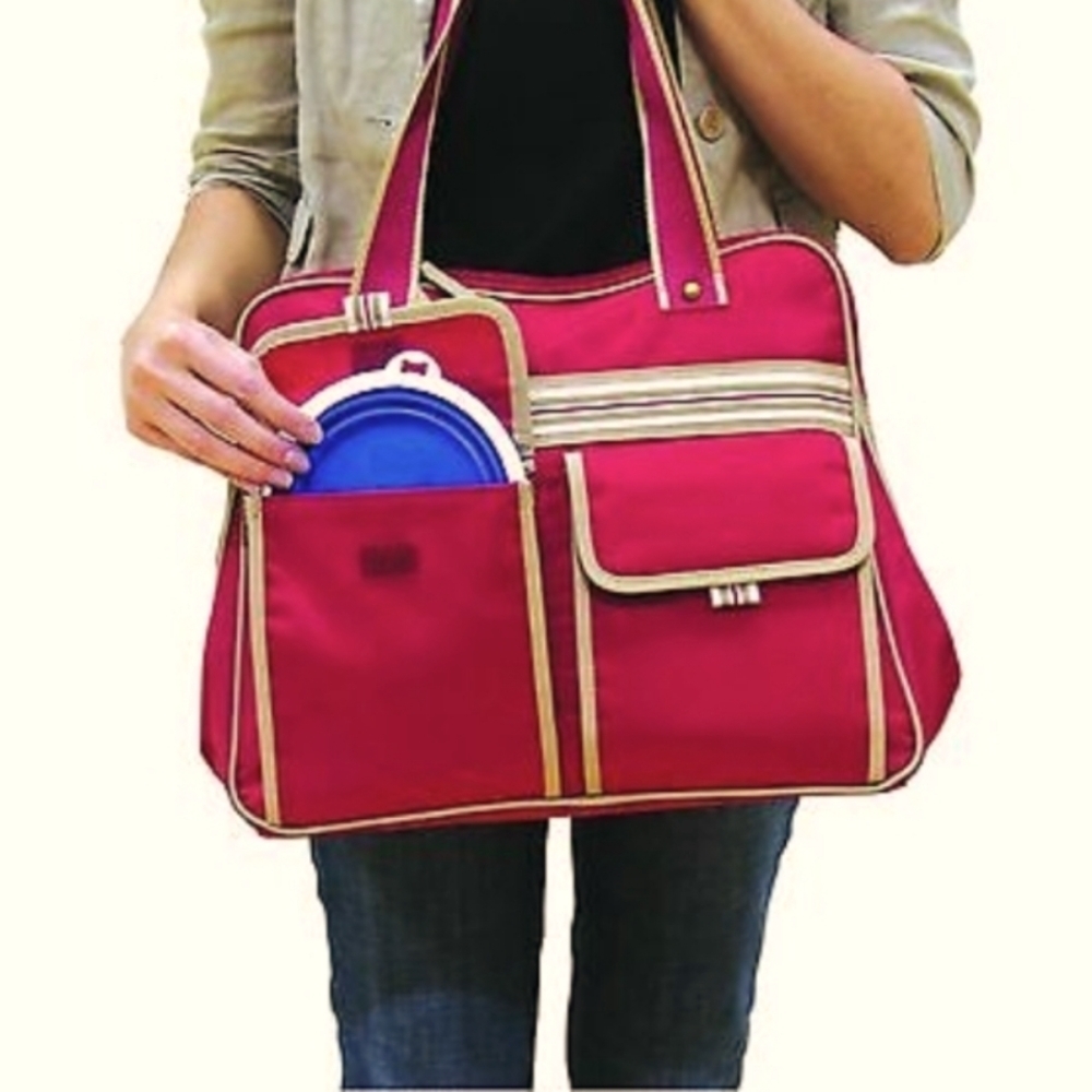 Target (Red) Striped Multi-Compartment Baby Bag w Changing Pad